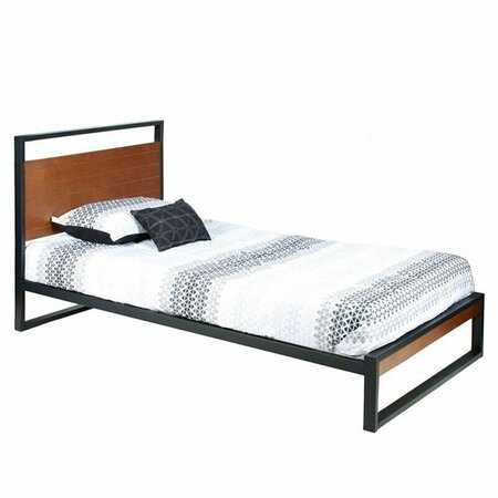 BETTER HOME Maximo Metal & Wood Platform Twin Size Bed Frame Brown Oak MAXIMO-33